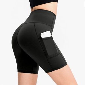 🔥 Women Yoga Shorts Athletic High Waist Biker Short with Pockets in Black